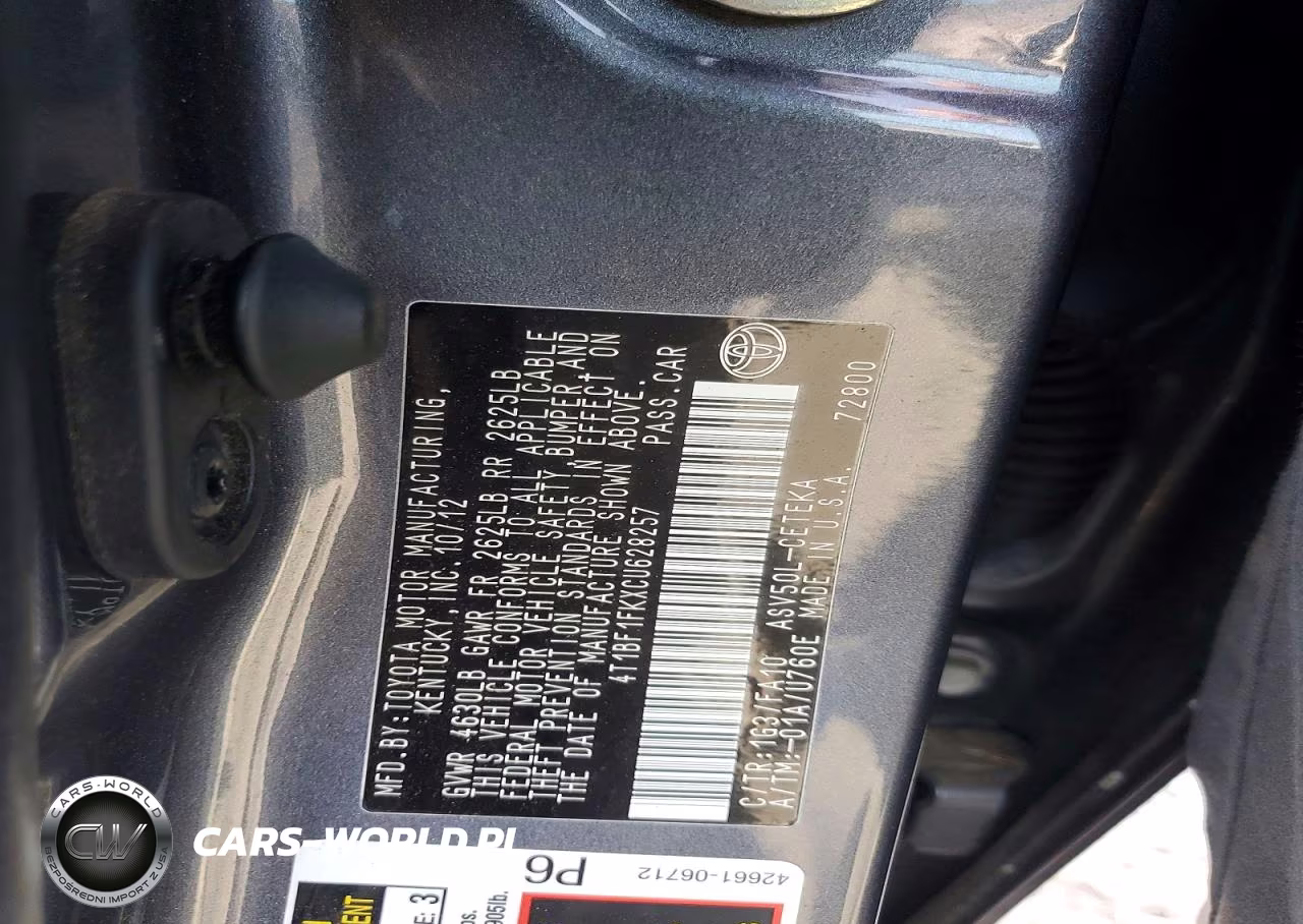 2012 Toyota Camry L VIN:4T1BF1FKXCU628257 - 12