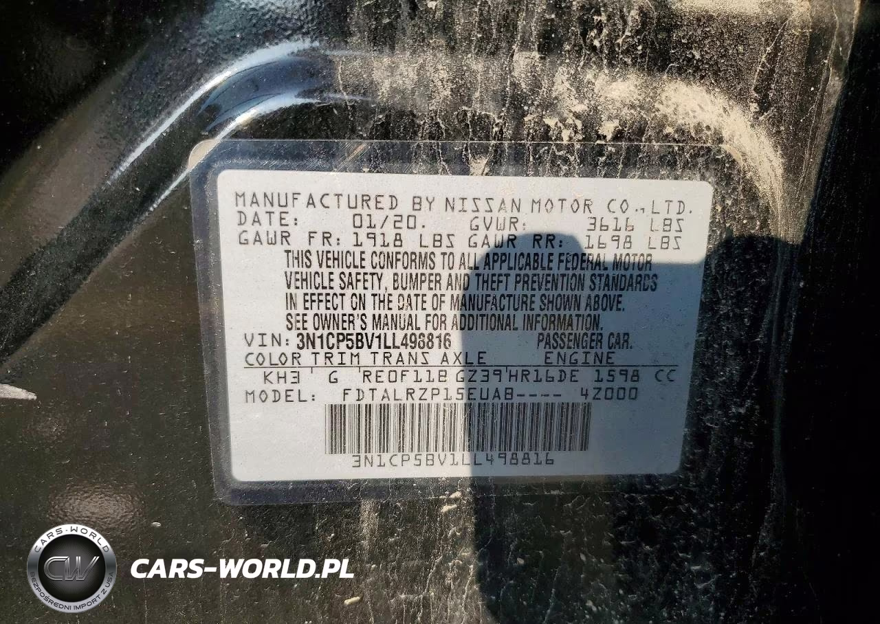 2020 Nissan Kicks S VIN:3N1CP5BV1LL498816 - 13