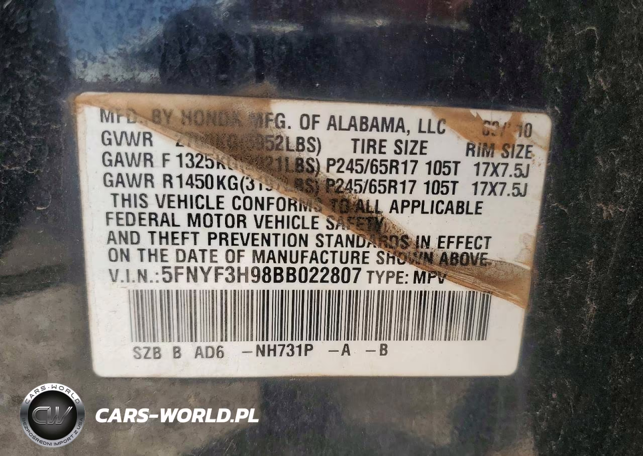 2011 Honda Pilot Touring VIN:5FNYF3H98BB022807 - 13
