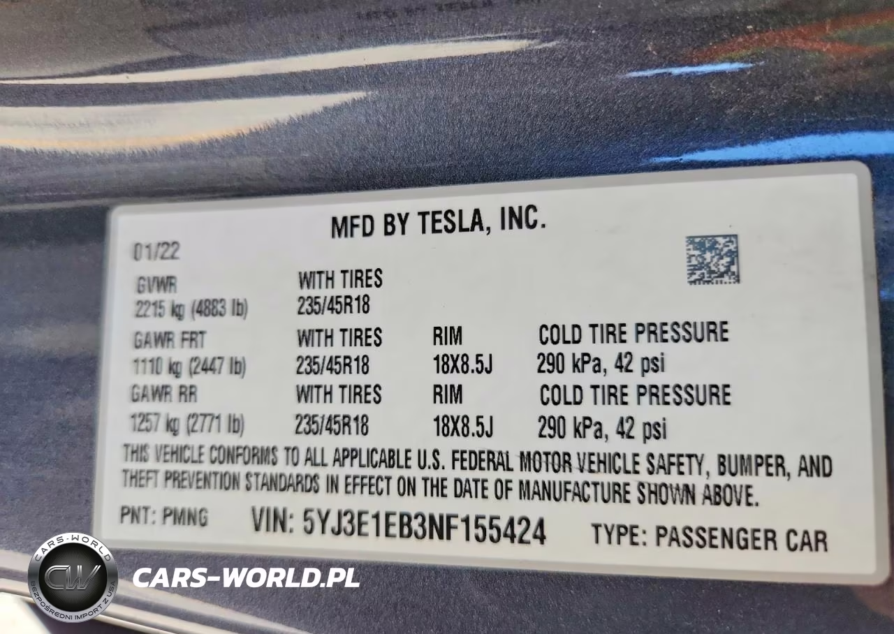 2022 Tesla Model 3 VIN:5YJ3E1EB3NF155424 - 12