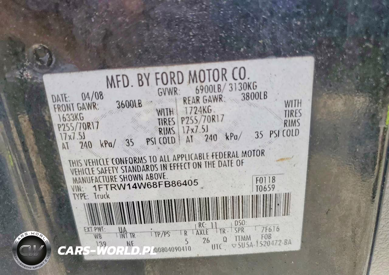 2008 Ford F150 Supercrew VIN:1FTRW14W68FB86405 - 12