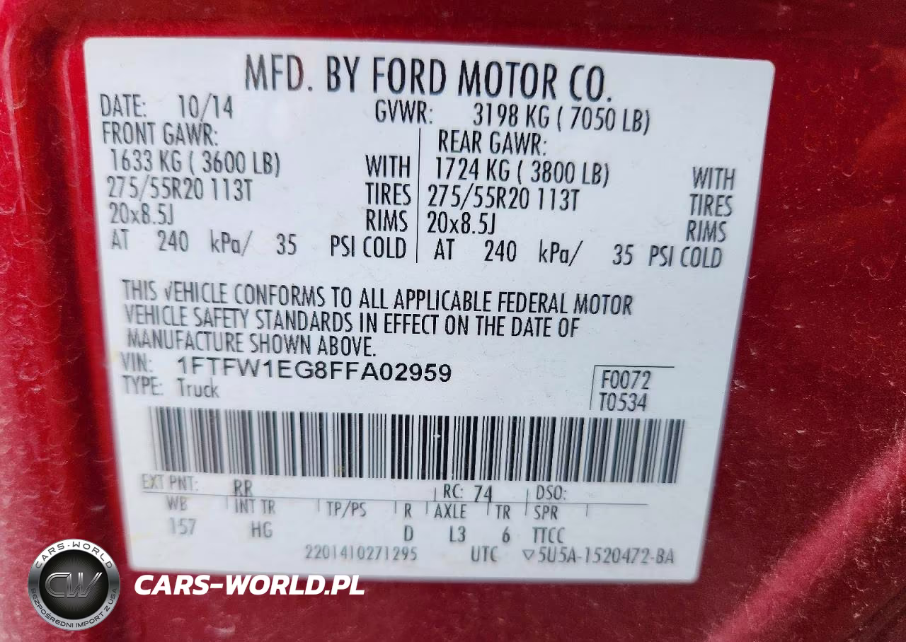 2015 Ford F150 Supercrew VIN:1FTFW1EG8FFA02959 - 12