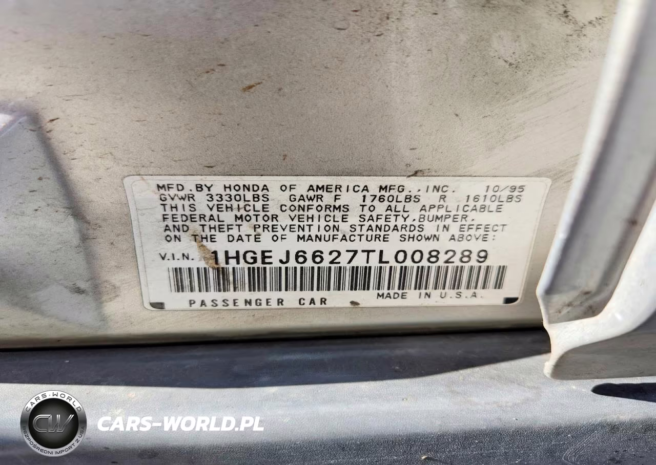 1996 Honda Civic Dx VIN:1HGEJ6627TL008289 - 12