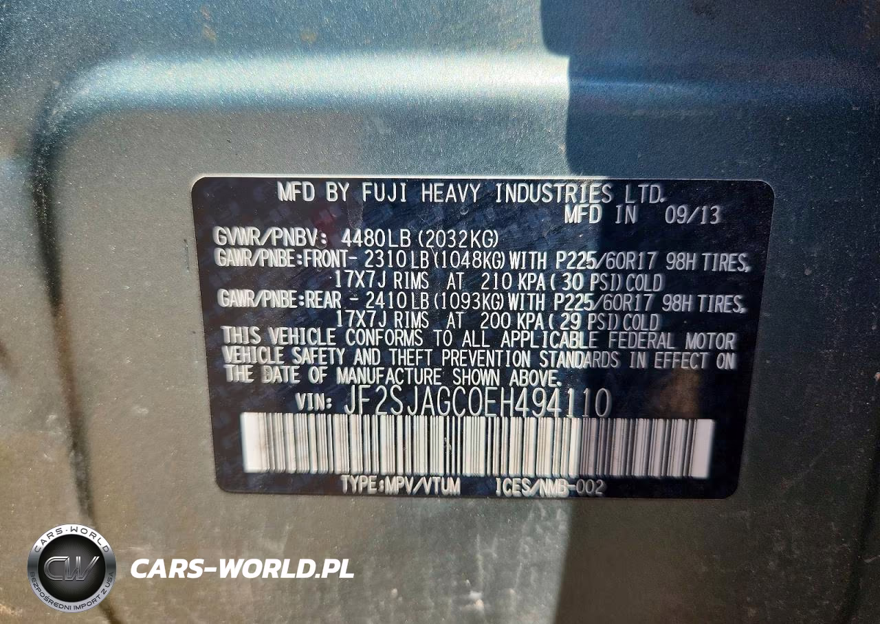 2014 Subaru Forester 2.5I Premium VIN:JF2SJAGC0EH494110 - 13