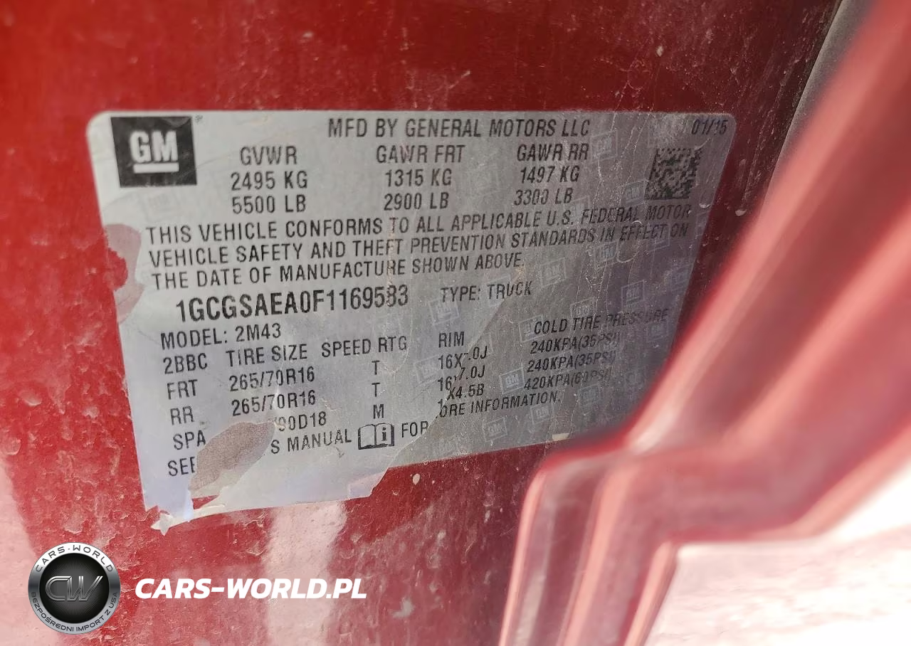 2015 Chevrolet Colorado VIN:1GCGSAEA0F1169583 - 13