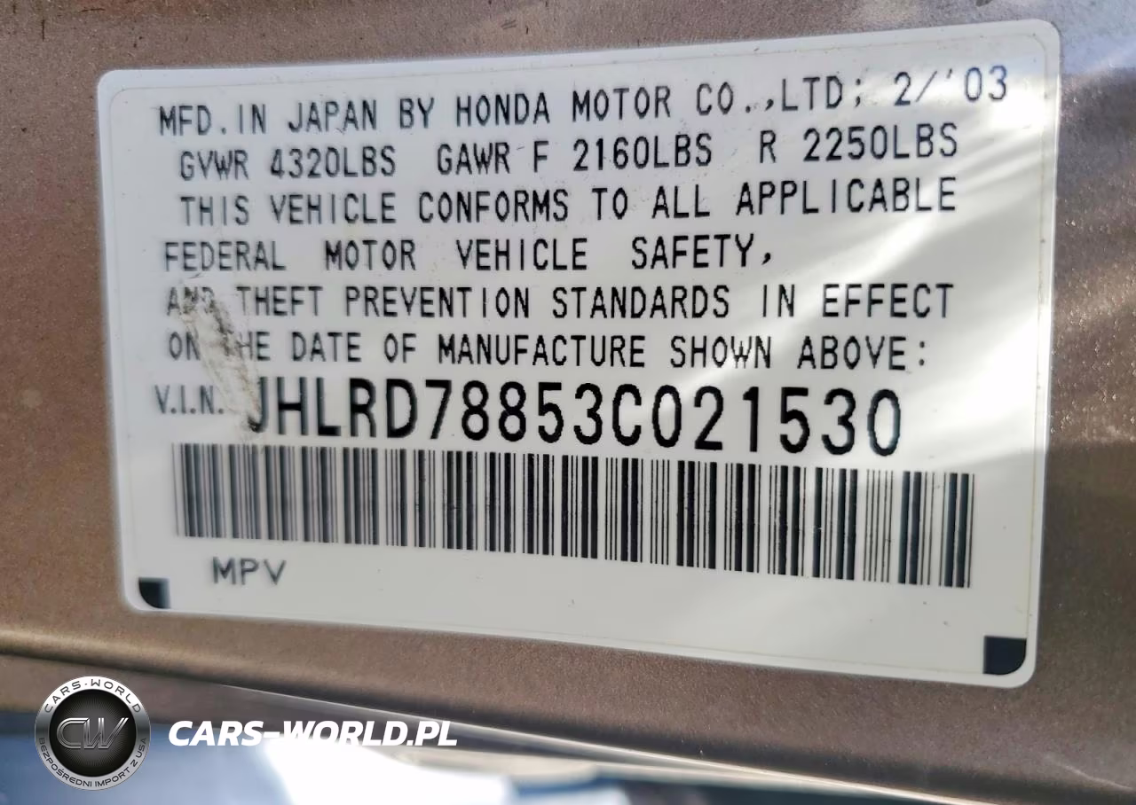 2003 Honda Cr-V Ex VIN:JHLRD78853C021530 - 13