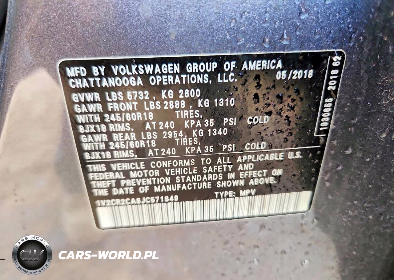 2018 Volkswagen Atlas Se VIN:1V2CR2CA8JC571849 - 13