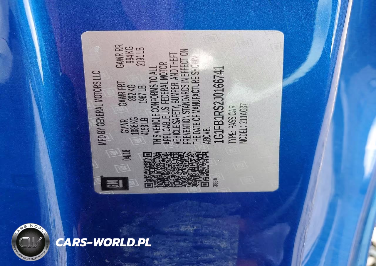 2018 Chevrolet Camaro Lt VIN:1G1FB1RS2J0166741 - 12