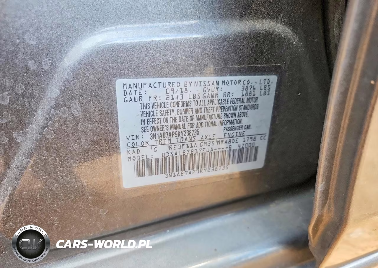 2019 Nissan Sentra S VIN:3N1AB7AP9KY238735 - 13