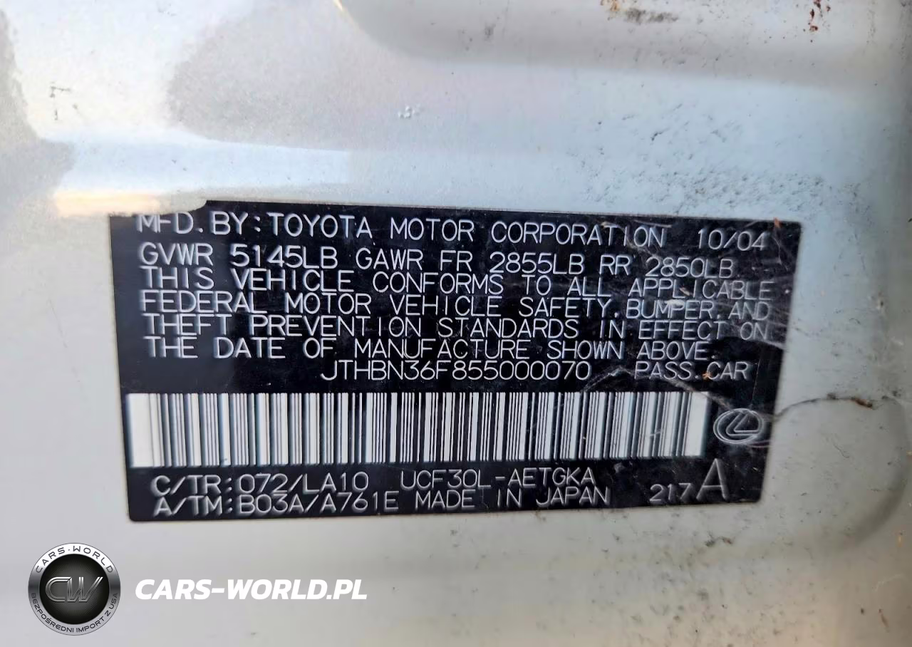 2005 Lexus Ls 430 VIN:JTHBN36F855000070 - 12