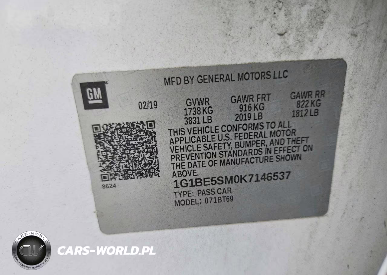 2019 Chevrolet Cruze Lt VIN:1G1BE5SM0K7146537 - 13