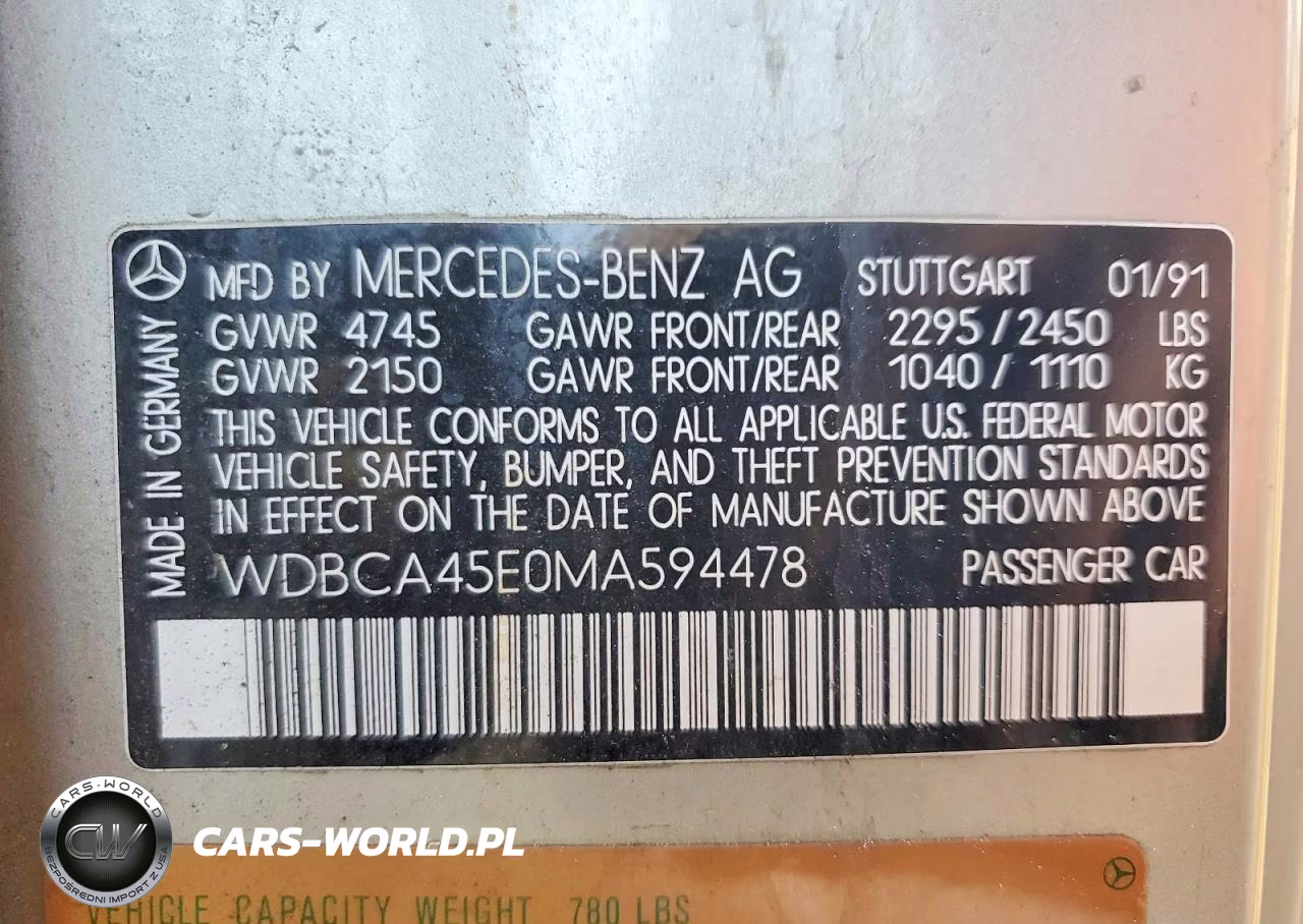 1991 Mercedes-Benz 560 Sec VIN:WDBCA45E0MA594478 - 12