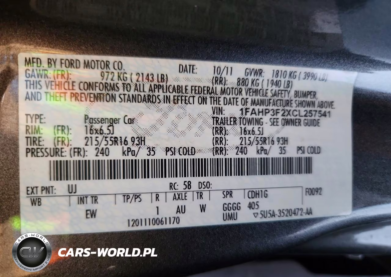 2012 Ford Focus Se VIN:1FAHP3F2XCL257541 - 12