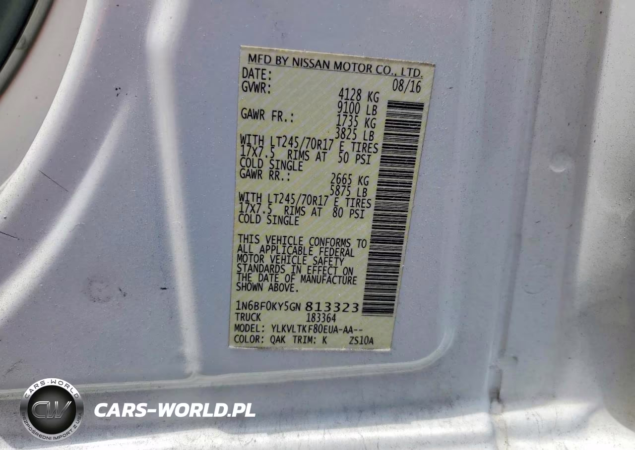 2016 Niss Nv 2500 Sv Standard VIN:1N6BF0KY5GN813323 - 13