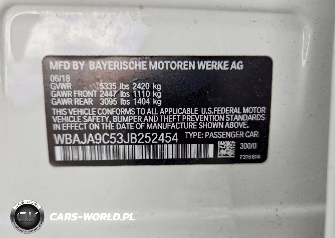 2018 BMW 530E VIN:WBAJA9C53JB252454 - 12
