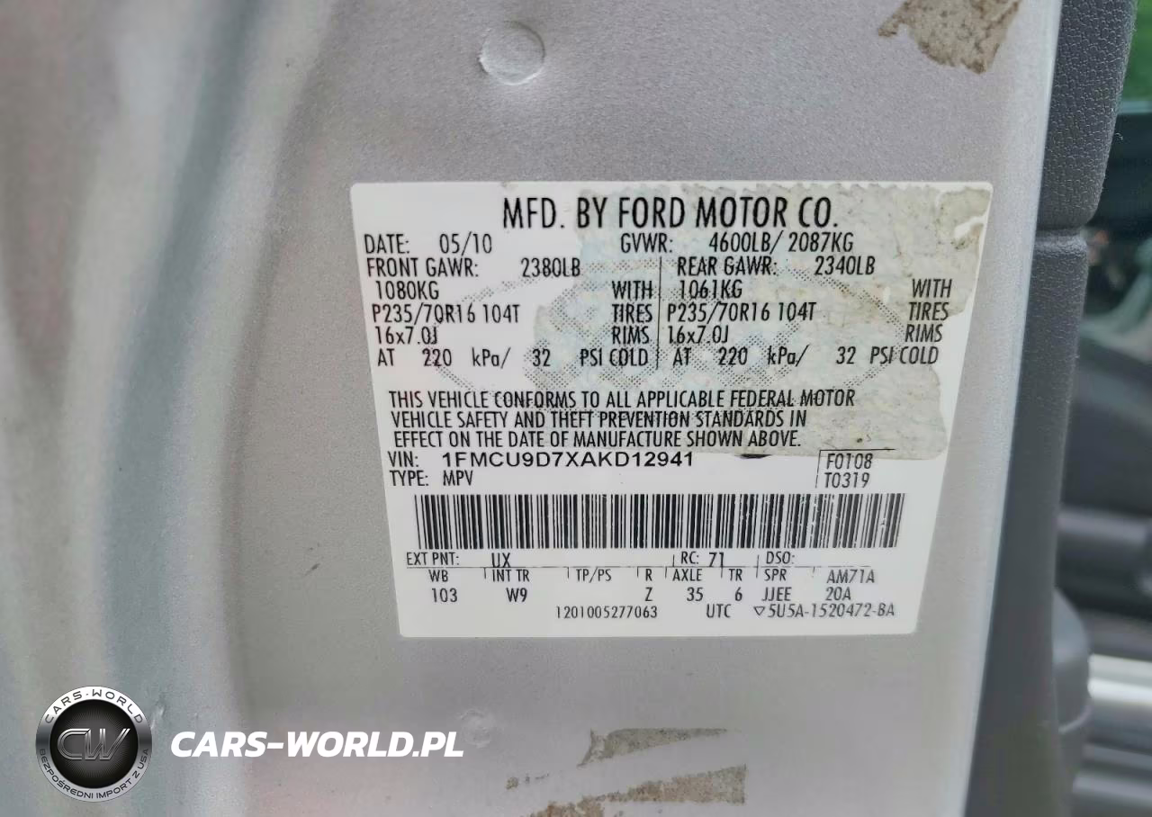 2010 Ford Escape Xlt VIN:1FMCU9D7XAKD12941 - 13