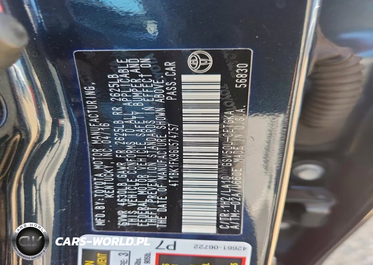 2016 Toyota Camry Xle V6 VIN:4T1BK1FK9GU574757 - 12