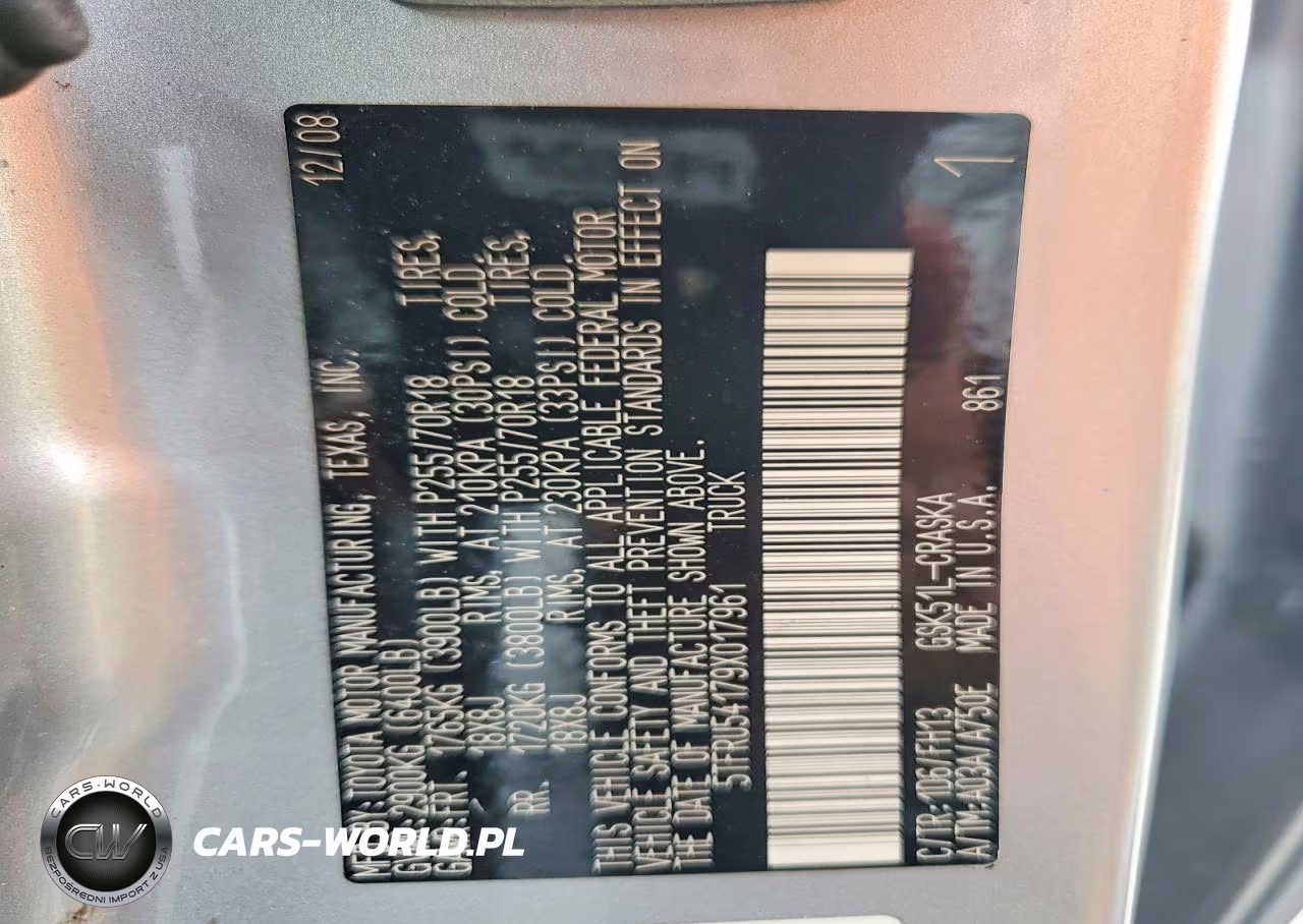 2009 Toyota Tundra Grade VIN:5TFRU54179X017961 - 12