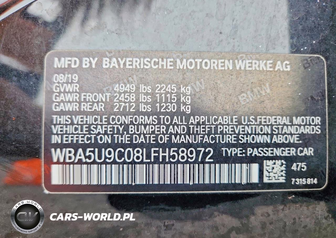2020 BMW M340Xi VIN:WBA5U9C08LFH58972 - 12