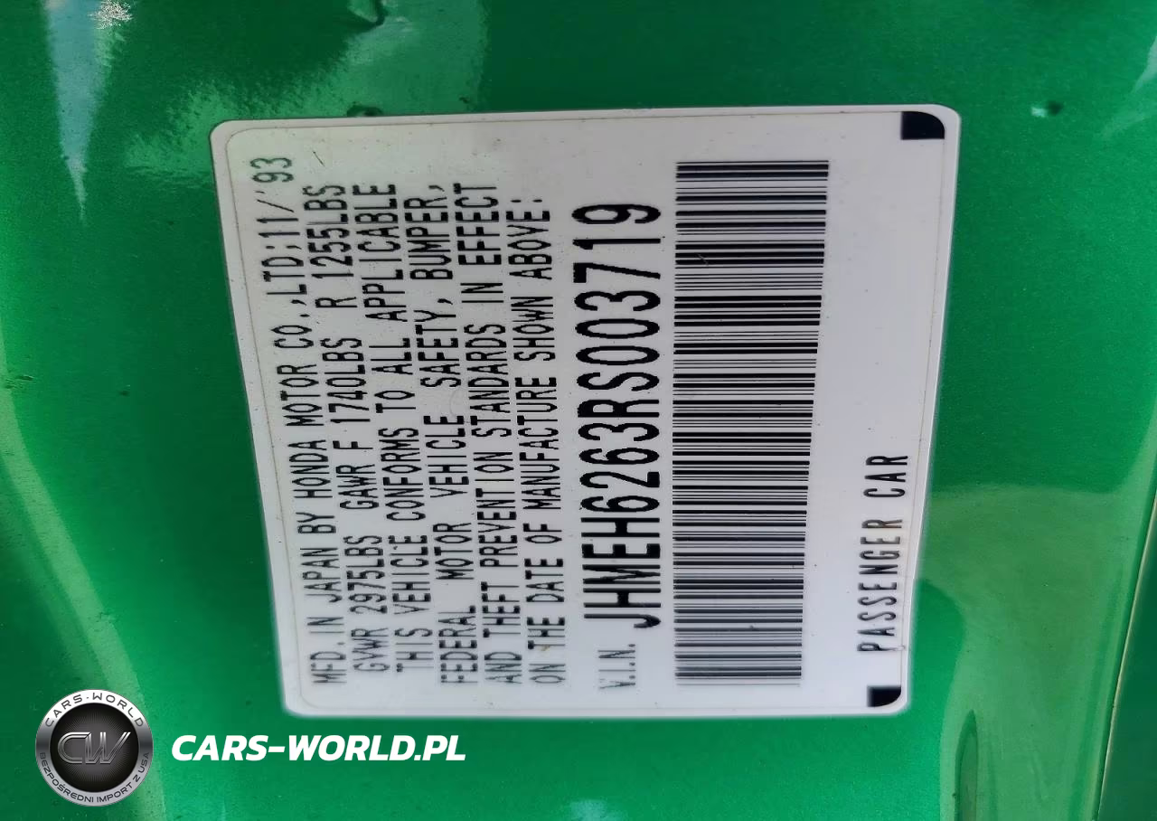 1994 Honda Civic Del Sol Si VIN:JHMEH6263RS003719 - 12