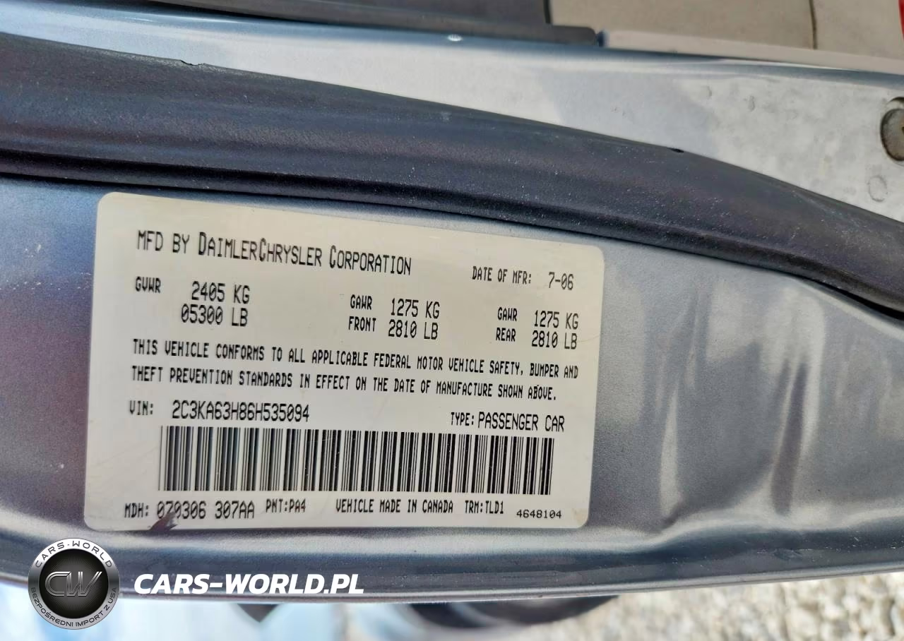 2006 Chrysler 300C VIN:2C3KA63H86H535094 - 12