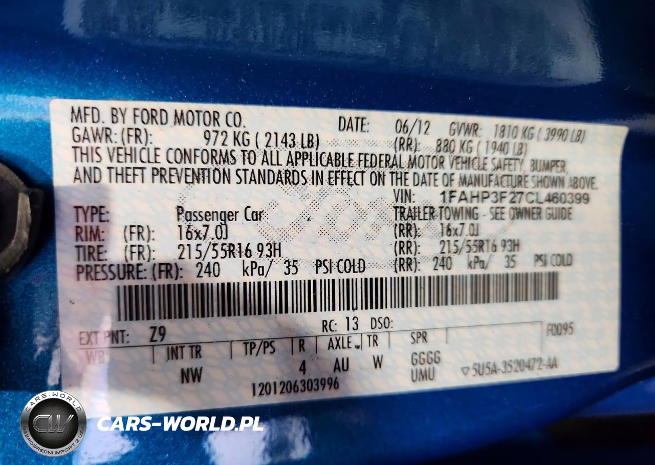 2012 Ford Focus Se VIN:1FAHP3F27CL460399 - 12