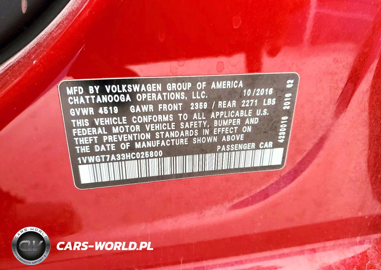 2017 Volkswagen Passat Se VIN:1VWGT7A33HC025800 - 12