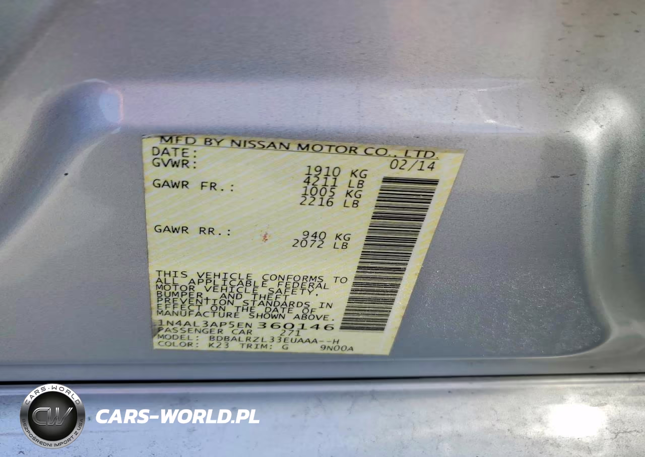 2014 Nissan Altima 2.5 S VIN:1N4AL3AP5EN360146 - 13