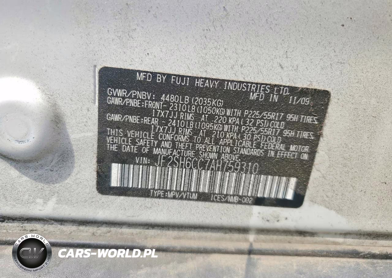 2010 Subaru Forester 2.5X Premium VIN:JF2SH6CC7AH759310 - 12