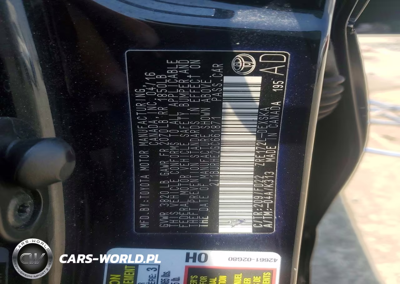 2016 Toyota Corolla S Plus VIN:2T1BURHE2GC661871 - 12
