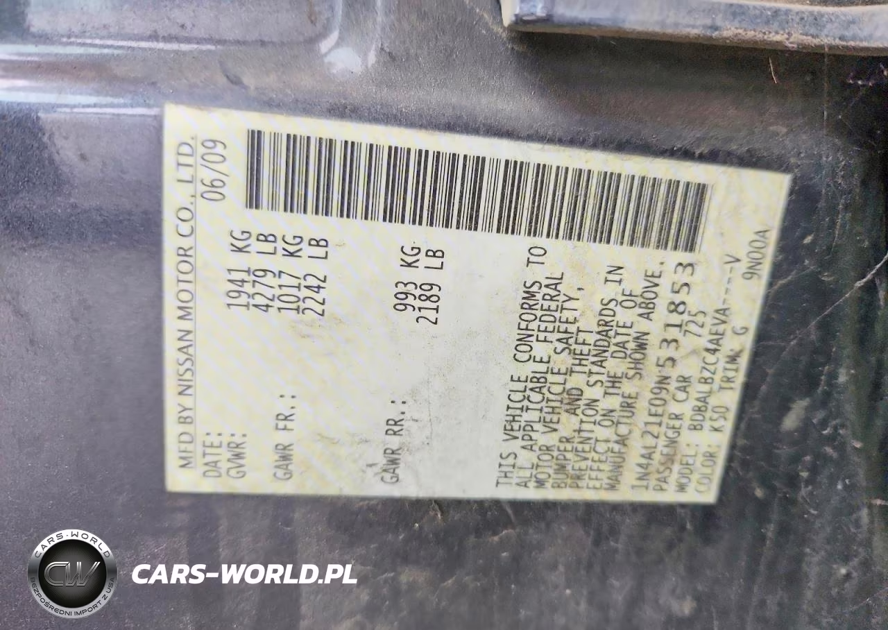 2009 Nissan Altima 2.5 VIN:1N4AL21E09N531853 - 12