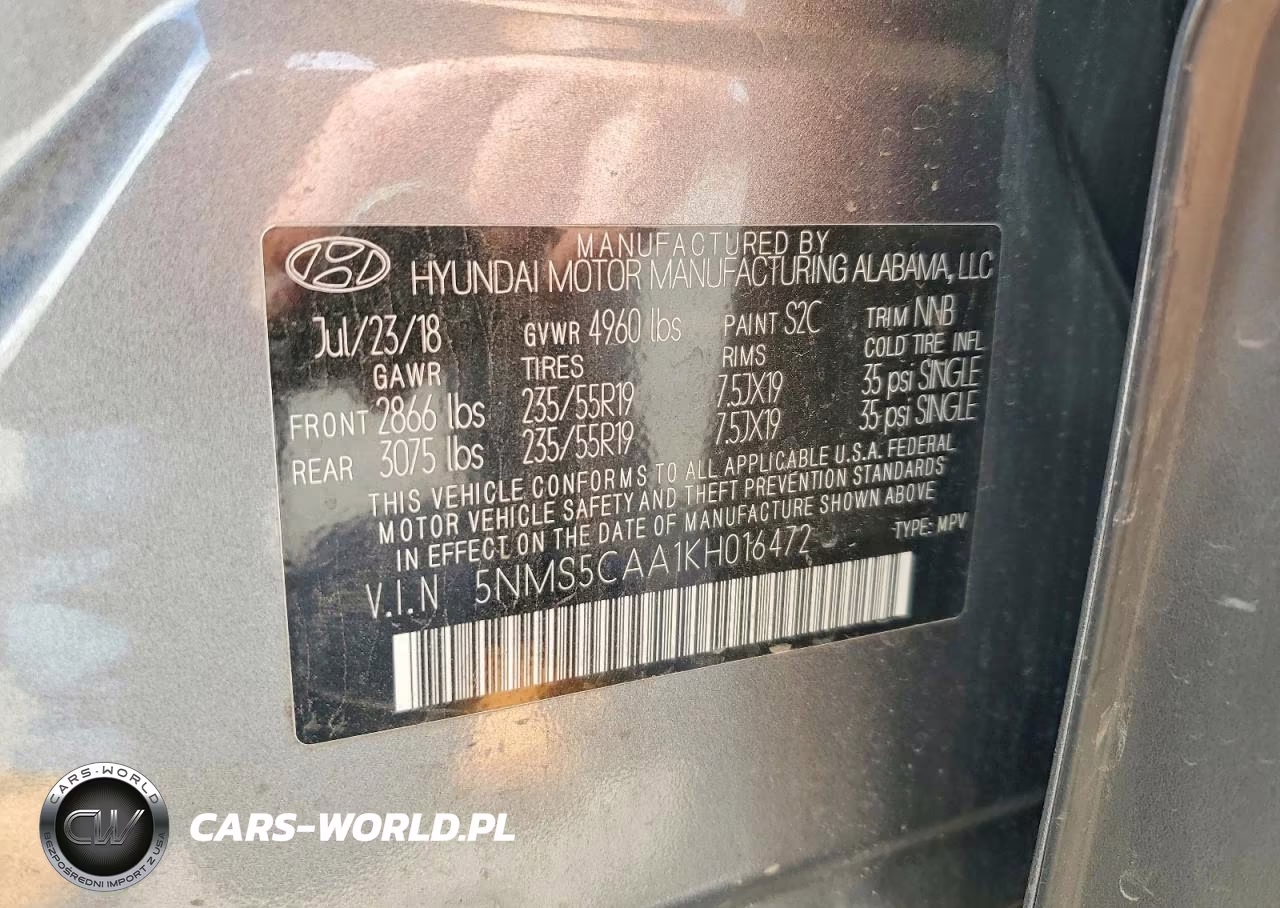 2019 Hyundai Santa Fe Ultimate 2.0T VIN:5NMS5CAA1KH016472 - 14
