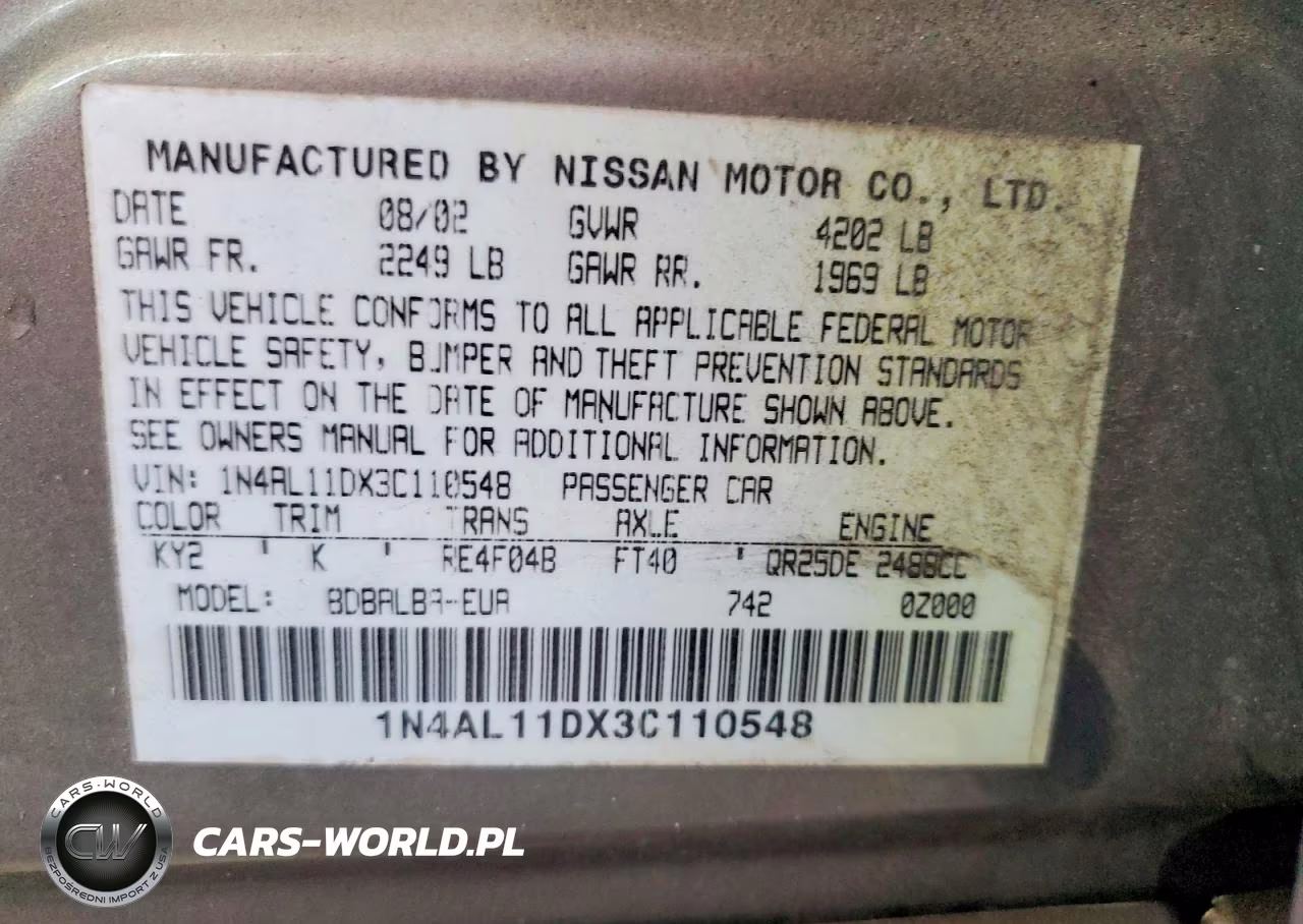 2003 Nissan Altima 2.5 VIN:1N4AL11DX3C110548 - 12