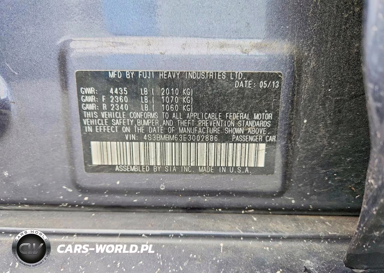 2014 Subaru Legacy 2.5I Limited VIN:4S3BMBM63E3002886 - 12