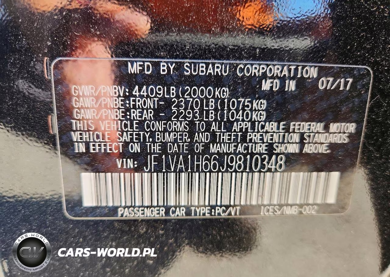 2018 Subaru Wrx Limited VIN:JF1VA1H66J9810348 - 13