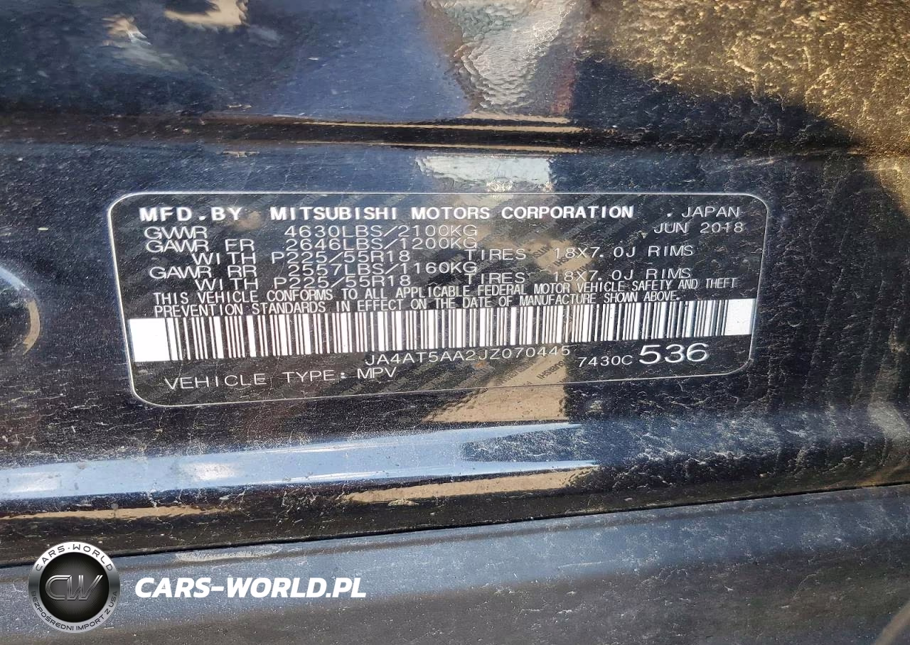 2018 Mitsubishi Eclipse Cross Black VIN:JA4AT5AA2JZ070445 - 13