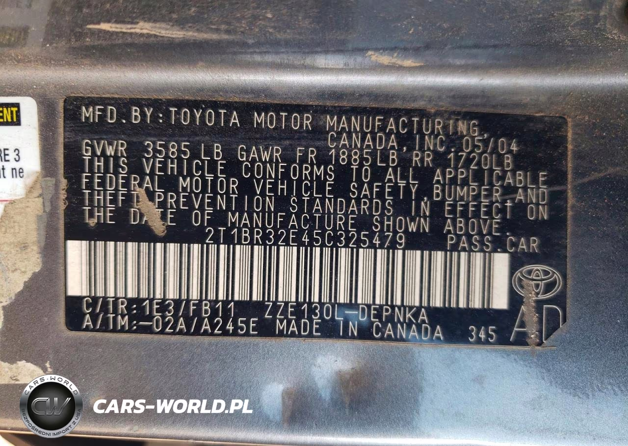 2005 Toyota Corolla Le VIN:2T1BR32E45C325479 - 12