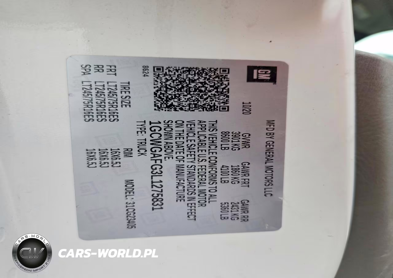 2020 Chevrolet Express G2500 VIN:1GCWGAFG3L1275831 - 13