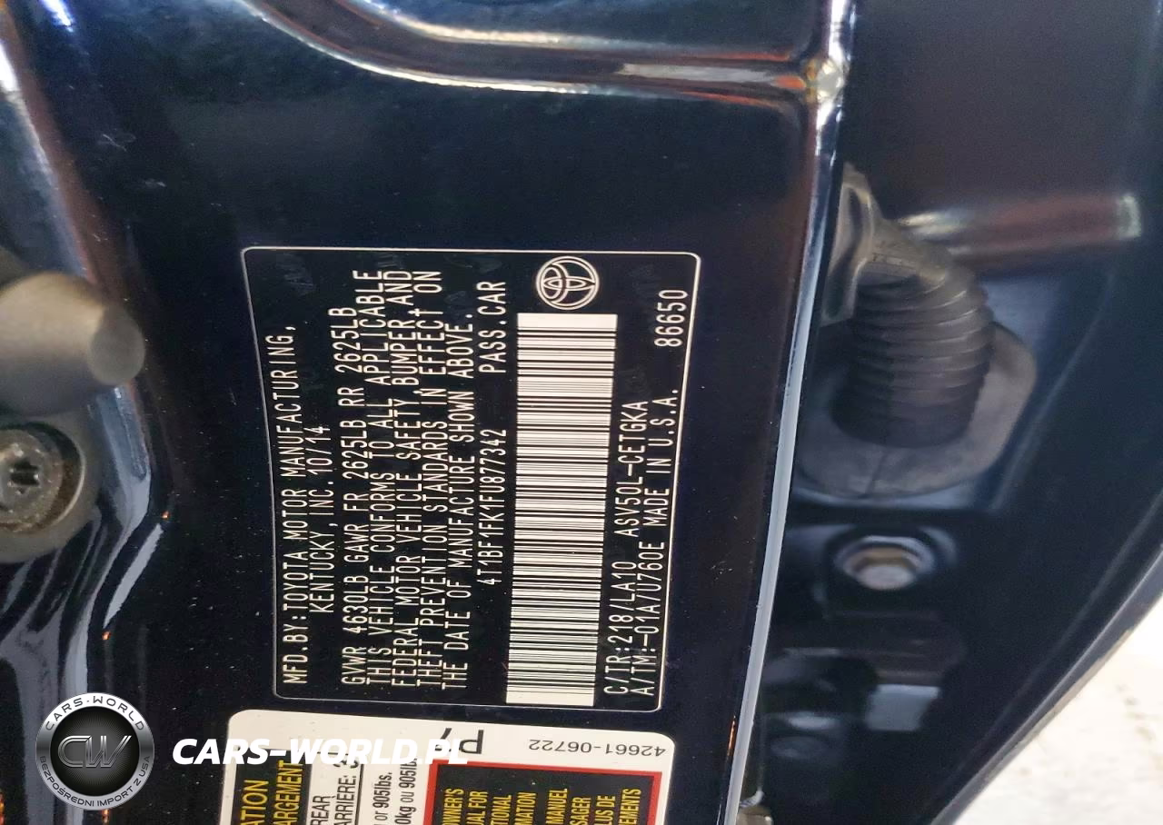 2015 Toyota Camry Xle VIN:4T1BF1FK1FU877342 - 12