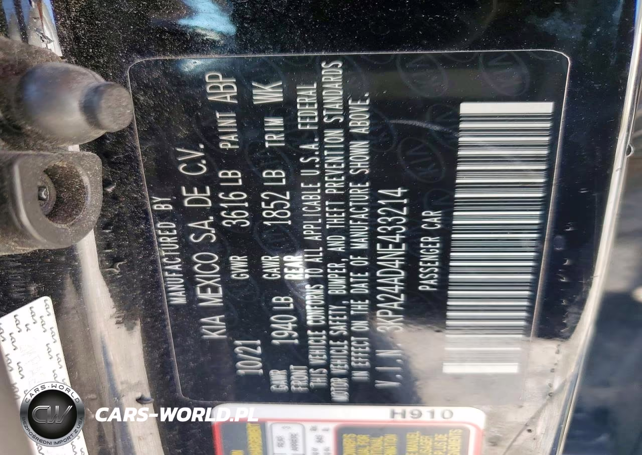 2022 Kia Rio S VIN:3KPA24AD4NE433214 - 12