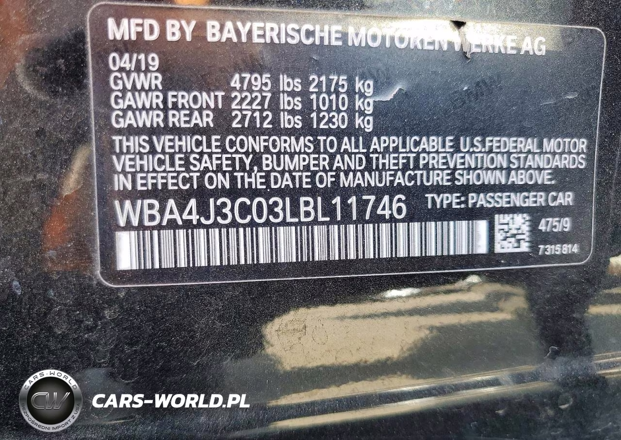 2020 BMW 430Xi Gran Coupe VIN:WBA4J3C03LBL11746 - 12