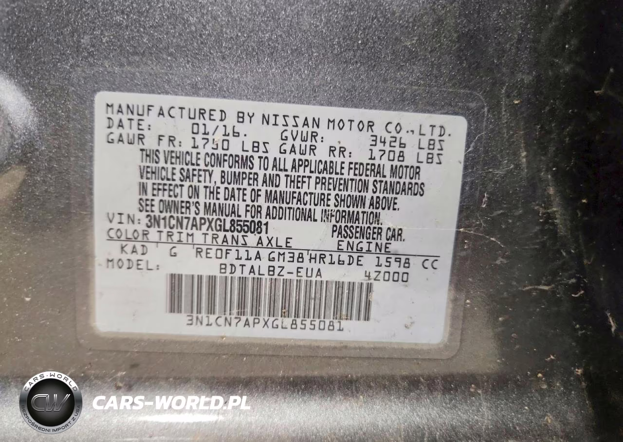 2016 Nissan Versa 1.6 Sv VIN:3N1CN7APXGL855081 - 12