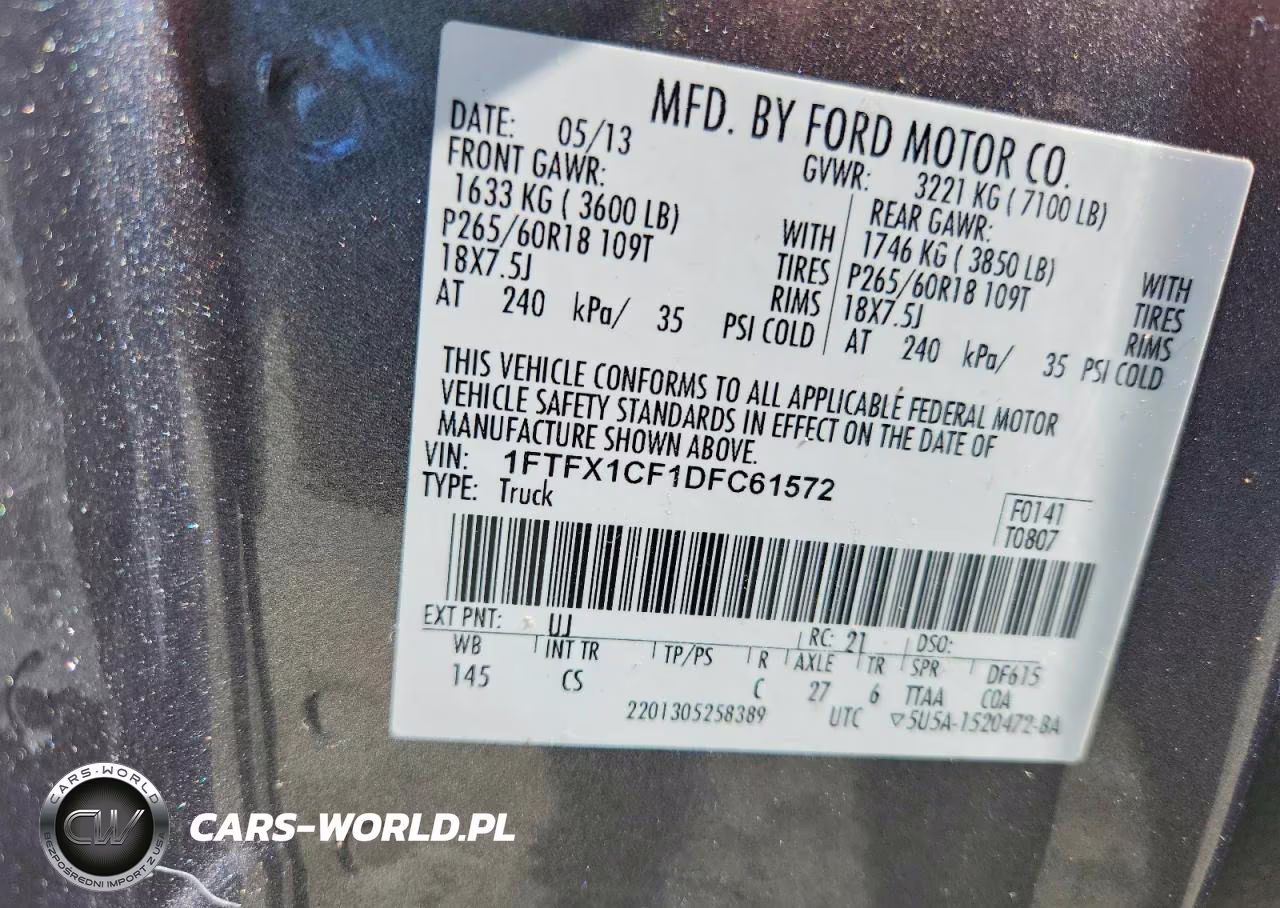 2013 Ford F150 Super Cab VIN:1FTFX1CF1DFC61572 - 12