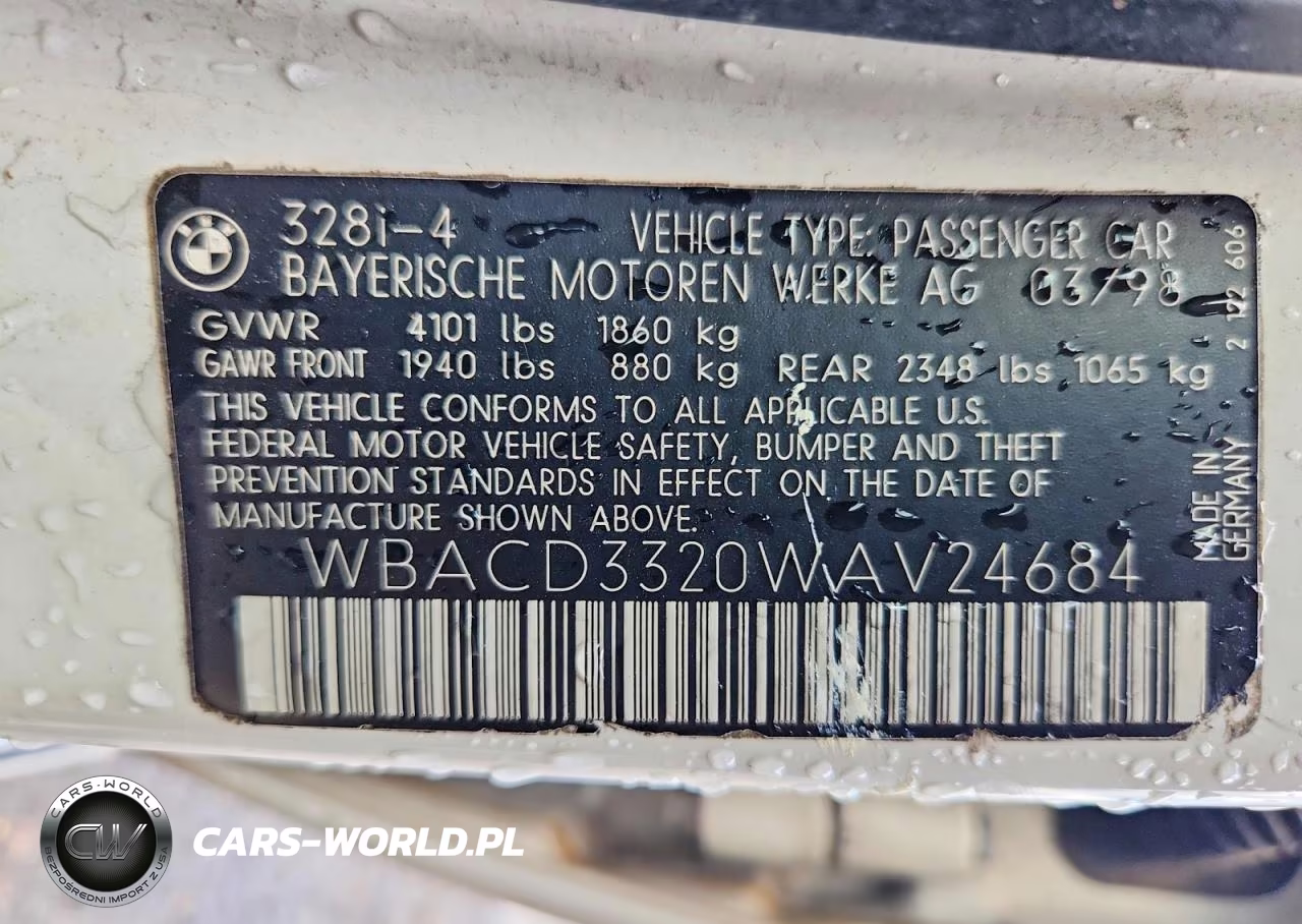 1998 BMW 328 I VIN:WBACD3320WAV24684 - 12