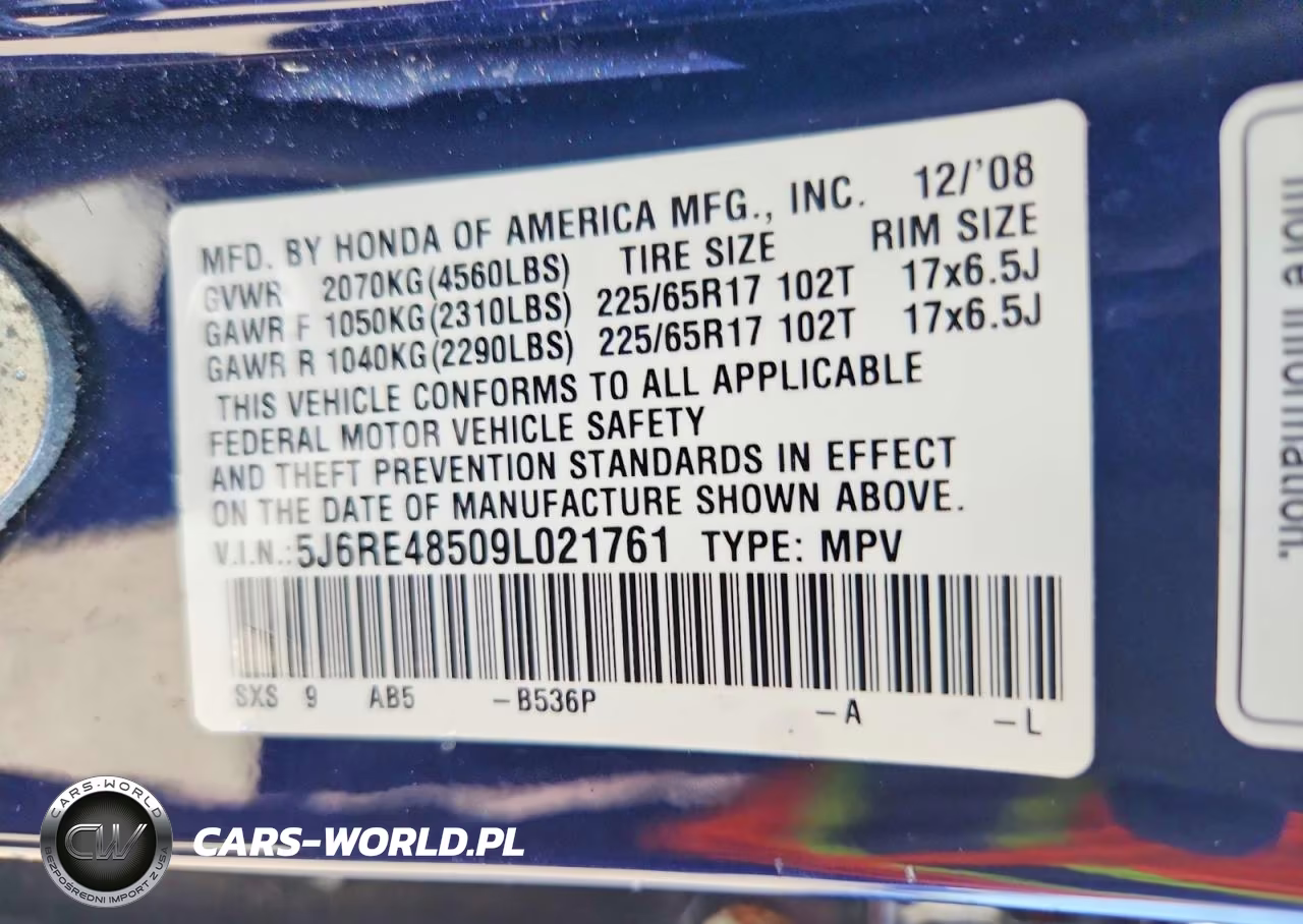 2009 Honda Cr-V Ex VIN:5J6RE48509L021761 - 13