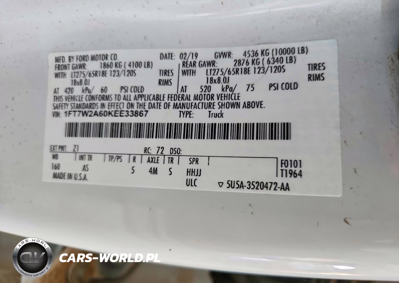 2019 Ford F250 Super Duty VIN:1FT7W2A60KEE33867 - 12
