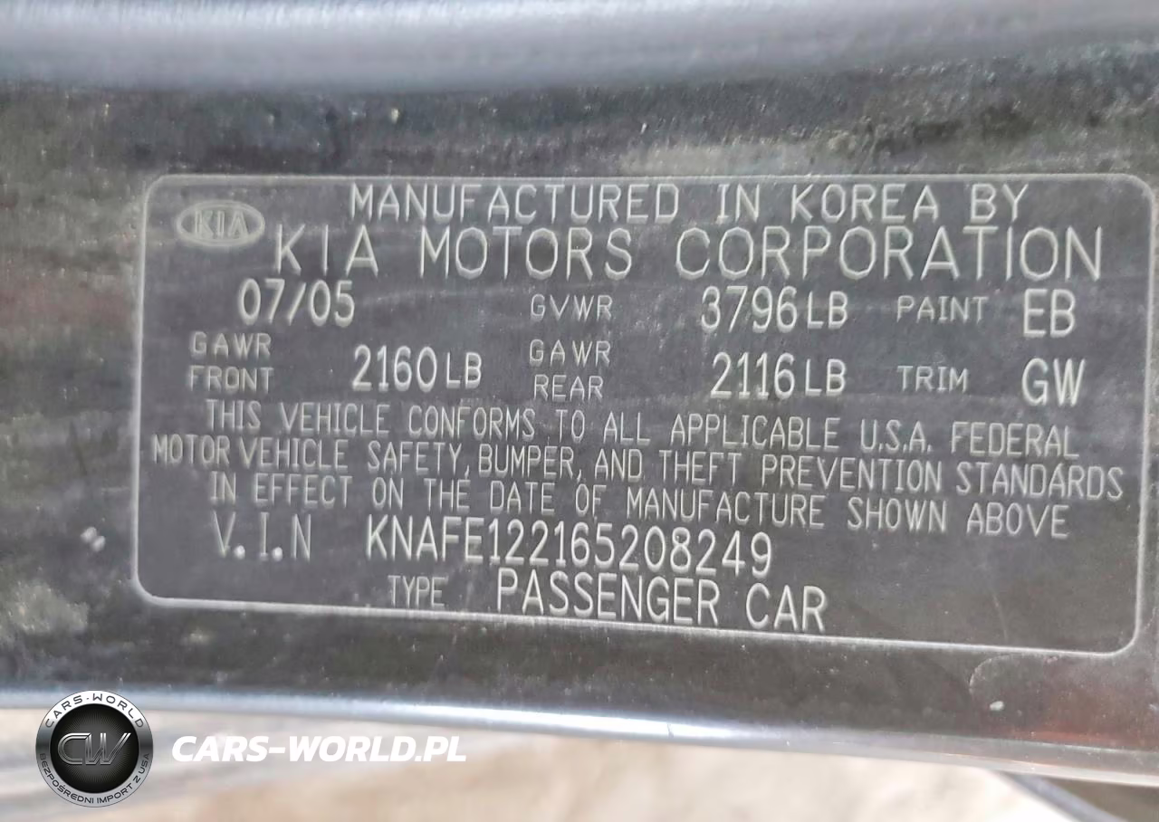 2006 Kia Spectra Ex VIN:KNAFE122165208249 - 12
