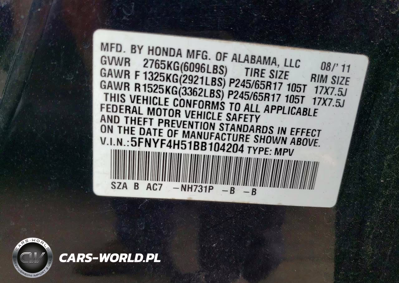 2011 Honda Pilot Exl VIN:5FNYF4H51BB104204 - 13