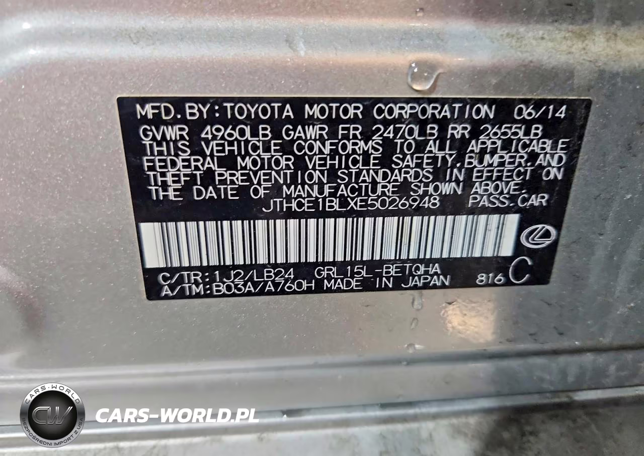 2014 Lexus Gs 350 VIN:JTHCE1BLXE5026948 - 12