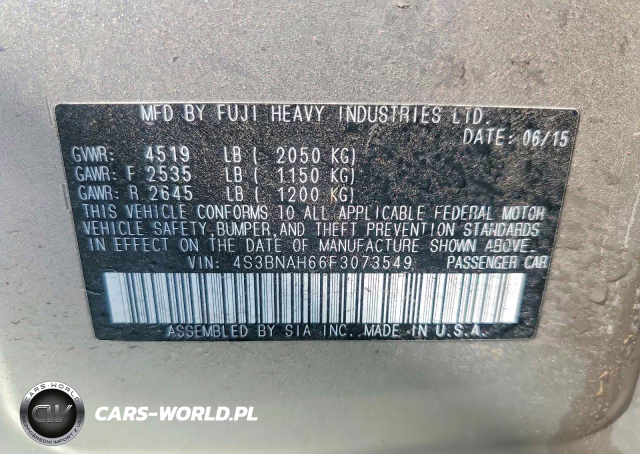 2015 Subaru Legacy 2.5I Premium VIN:4S3BNAH66F3073549 - 12
